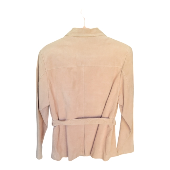 Wilsons Leather Maxima | Pink | Genuine Leather Button Up Jacket w/belt | Size L - Picture 2 of 12